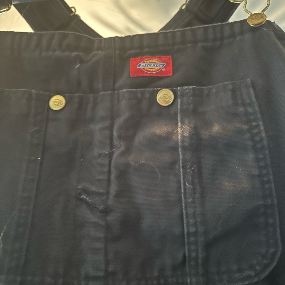 Dickies Black Bib Overalls with Gold Buttons 40x30